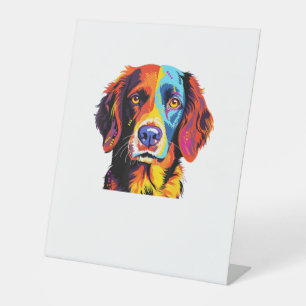French Brittany Spaniel Mum Dad Dog Face Pop Art C Pedestal Sign
