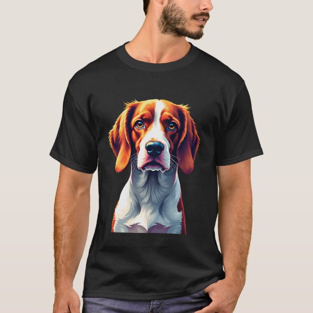 French Brittany Spaniel Mum Dad Dog Face Pop Art C T-Shirt (Front)