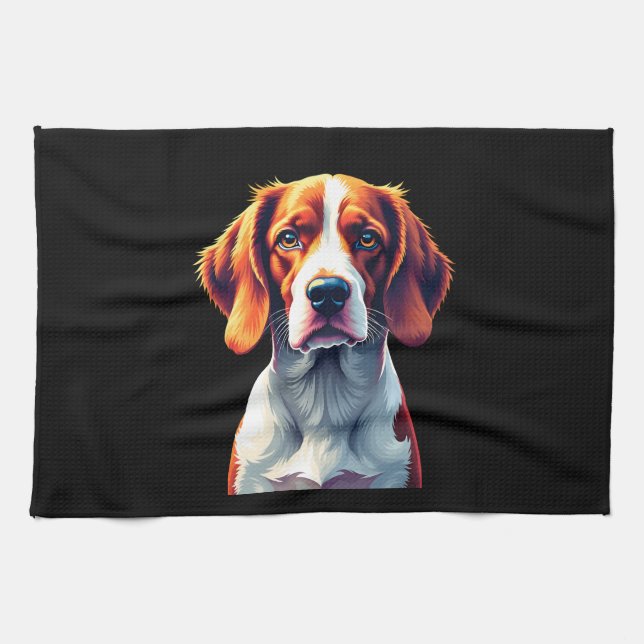 French Brittany Spaniel Mum Dad Dog Face Pop Art C Tea Towel (Horizontal)
