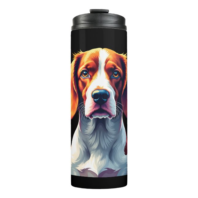 French Brittany Spaniel Mum Dad Dog Face Pop Art C Thermal Tumbler (Front)
