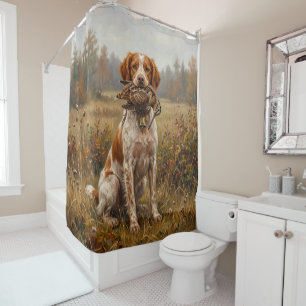 French Brittany Spaniel with Woodcock Shower Curtain