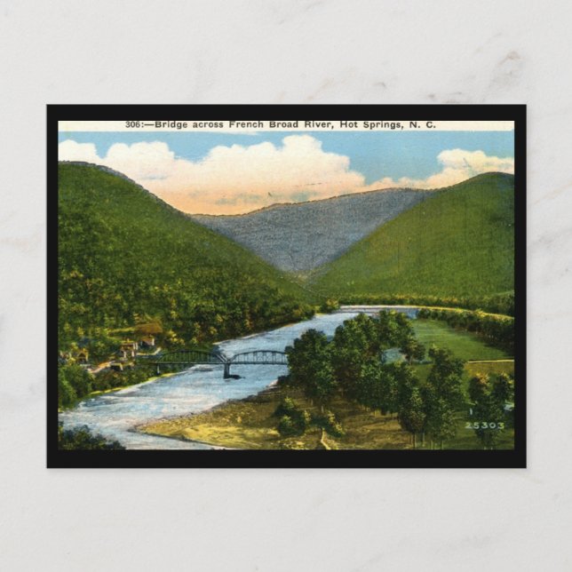 French Broad River, Hot Springs, NC Vintage Postcard (Front)