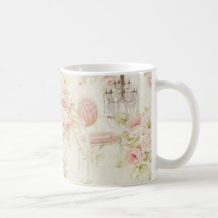 French Budoir  Vintage Pink Floral Chandelier Coffee Mug