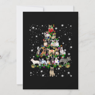 French Bull Christmas Tree Covered By Flashlight Thank You Card
