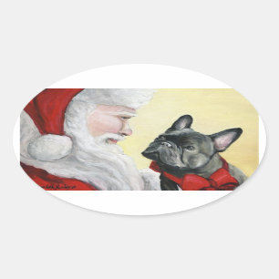 French Bull Dog and Santa Christmas Sticker