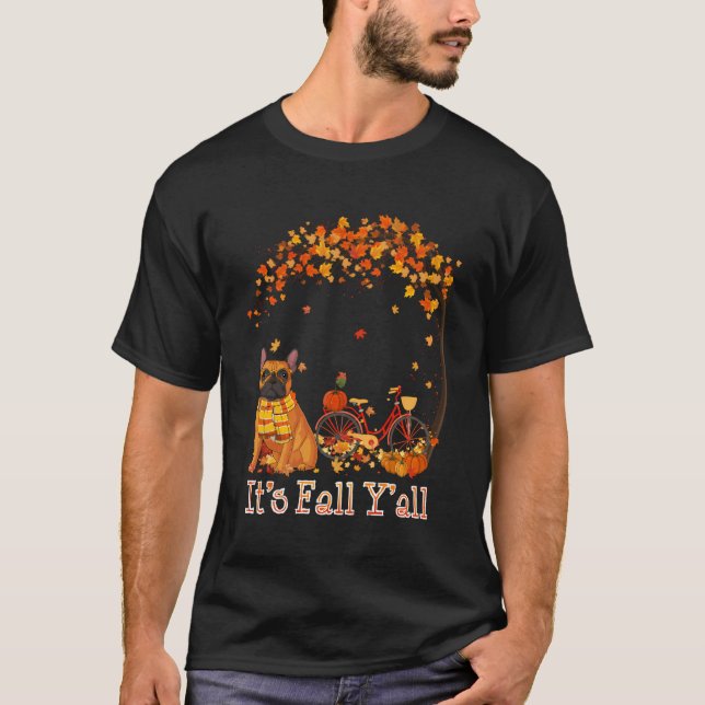 French Bull Dog Autumn Fall Pumpkin Truck Mappe Th T-Shirt (Front)