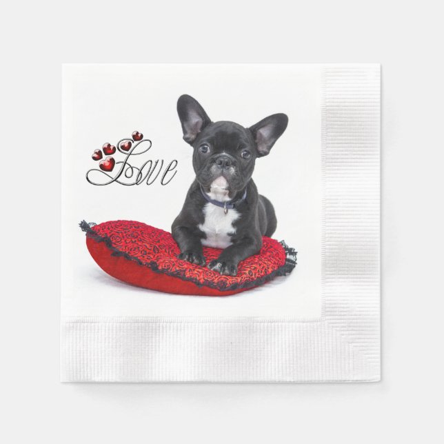 French Bull Dog - Frenchie - Love Napkin (Front)