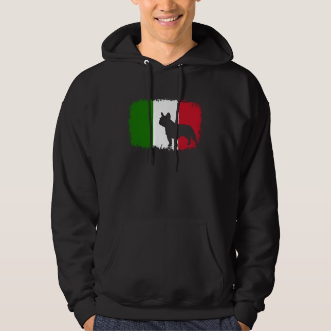 French bull dog Italian Italy flag frenchies bulld Hoodie (Front)