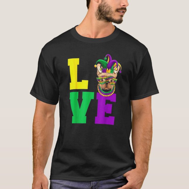 French Bull Dog Mardi Gras Mask Party T-Shirt (Front)