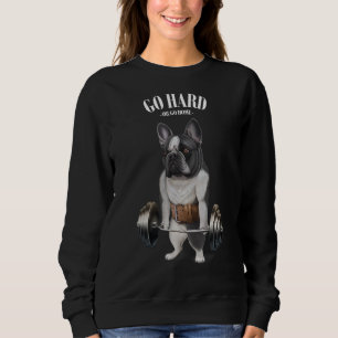French Bull Dog Muscle Training With Barbell Shrug Sweatshirt