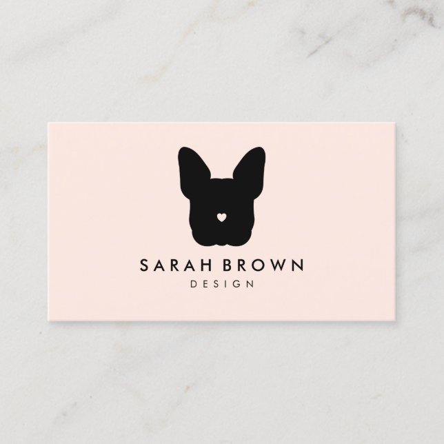 French Bull Dog puppy face frenchies pink blush Business Card (Front)