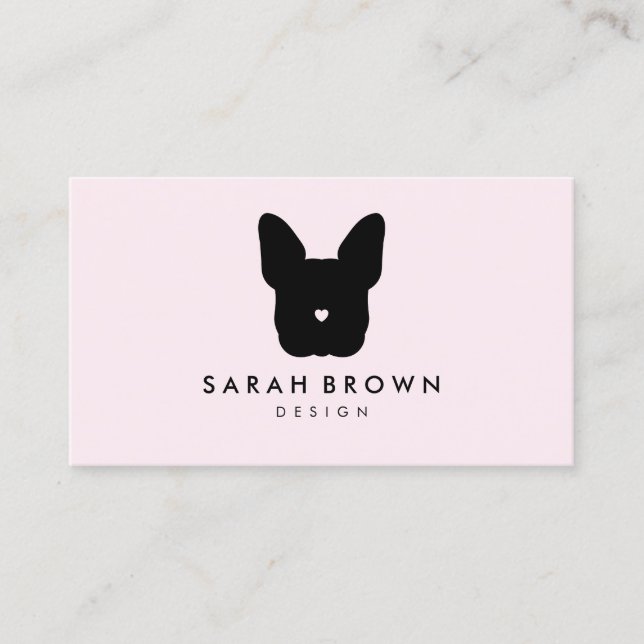 French Bull Dog puppy face frenchies soft pink Business Card (Front)