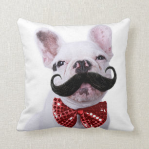 French Bull Dog Puppy With Moustache Cushion
