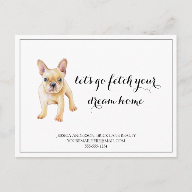 French Bull Dog Real Estate Buying Marketing   Postcard (Front)