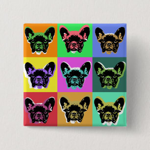 French bulldog 15 cm square badge