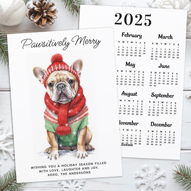 French Bulldog 2025 Calendar Dog Lover Christmas  Holiday Card (Creator Uploaded)