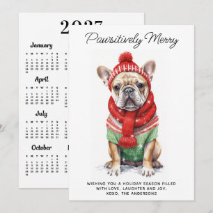 French Bulldog 2027 Calendar Dog Lover Christmas Holiday Card