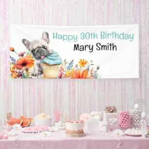 French Bulldog 30th Birthday Party Banner