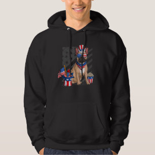 French Bulldog 4th Of July American Flag Sunglasse Hoodie
