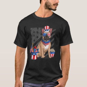French Bulldog 4th Of July American Flag Sunglasse T-Shirt