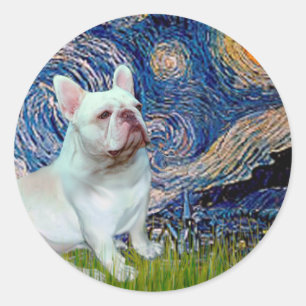 French Bulldog (4W) - Starry Night Classic Round Sticker