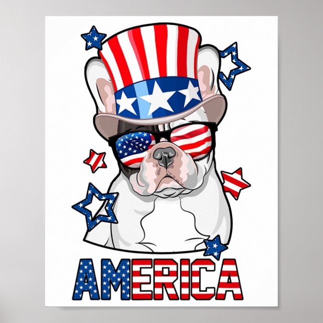 French Bulldog America 4th Of July Men Women Frenc Poster (Front)