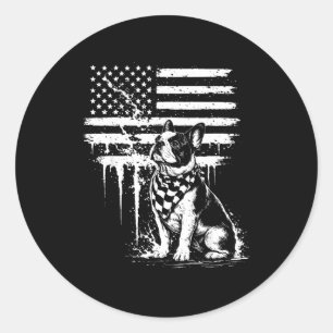 French bulldog american flag 4th of july dog lover classic round sticker