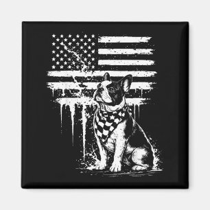 French Bulldog American Flag 4th of July Dog Lover Magnet