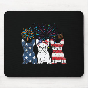 French Bulldog American Flag 4th Of July Independe Mouse Mat