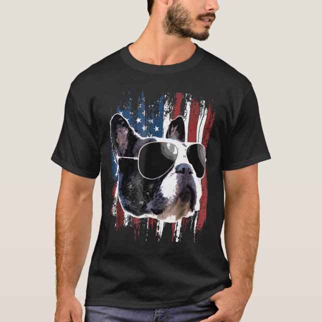French Bulldog American Flag  French Bulldog T-Shirt (Front)