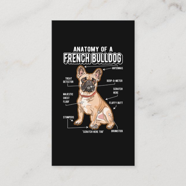 French Bulldog Anatomy Funny Dog Business Card (Front)