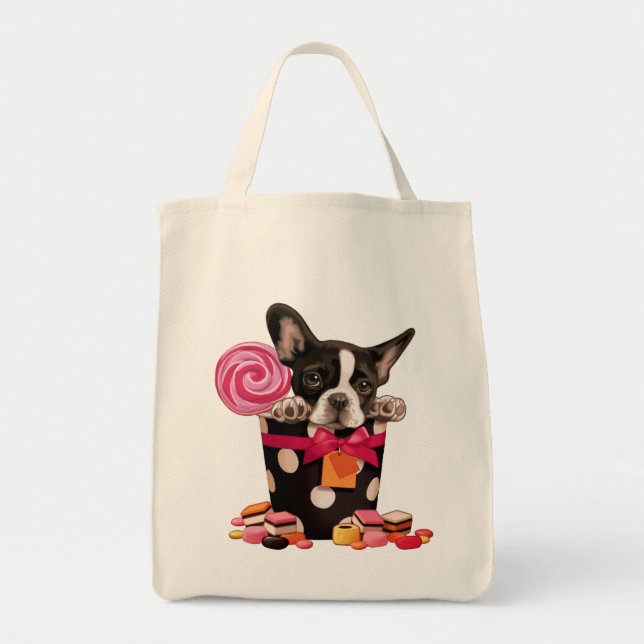 French bulldog and Candy Tote Bag (Front)