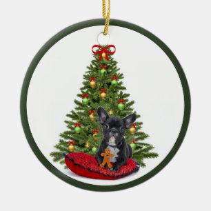 French Bulldog and  Christmas Tree Ornament
