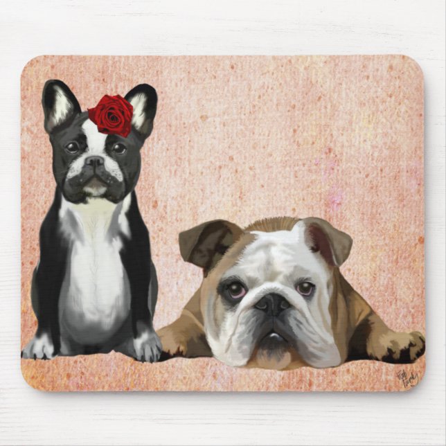 French Bulldog and English Bulldog Mouse Mat (Front)