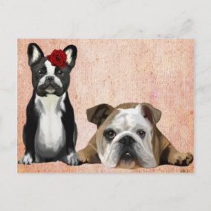French Bulldog and English Bulldog Postcard