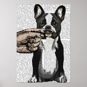 French Bulldog and Finger Moustache Poster
