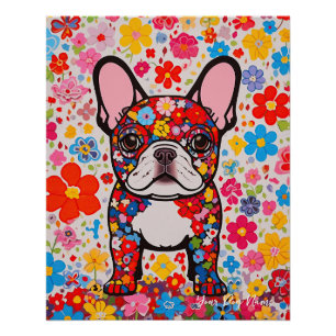 French Bulldog and Flowers  001 - Tailor jewel Poster