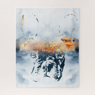 French bulldog and landscape blend abstract design jigsaw puzzle