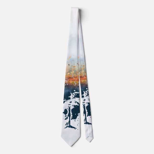 French bulldog and landscape blend abstract design tie (Front)