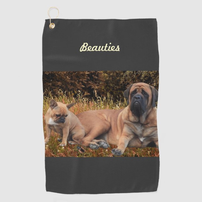 French Bulldog and Mastiff friends Golf Towel (Front)