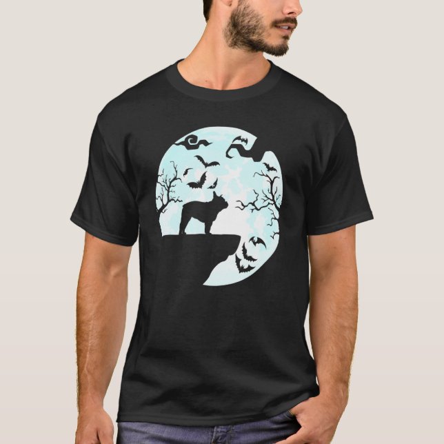 French Bulldog And Moon Halloween French Bulldog D T-Shirt (Front)