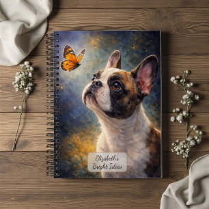 French Bulldog and Orange Butterfly Notebook