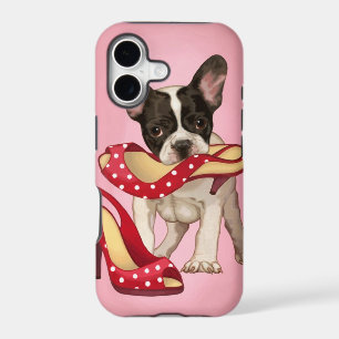 French bulldog and polka dot shoe