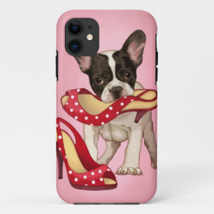French bulldog and polka dot shoe iPhone 11 case