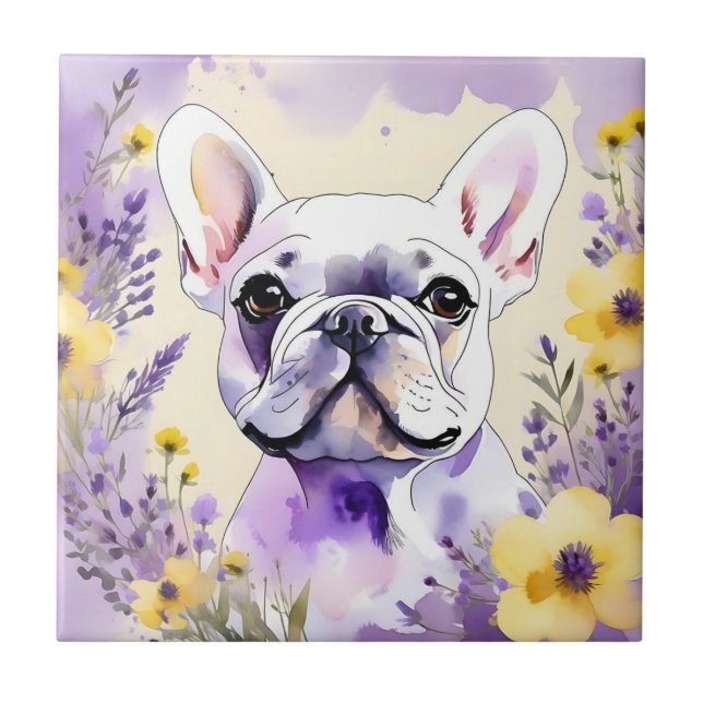 French Bulldog and Wildflowers Tile (Front)