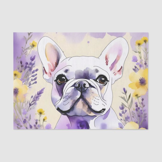 French Bulldog and Wildflowers Tissue Paper (Front)