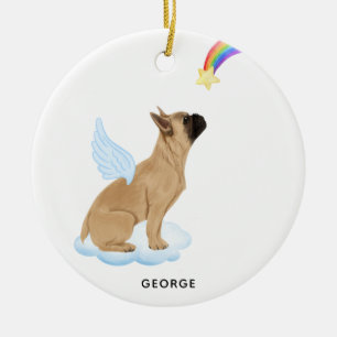 French Bulldog Angel Personalised Pet Dog Memorial Ceramic Tree Decoration