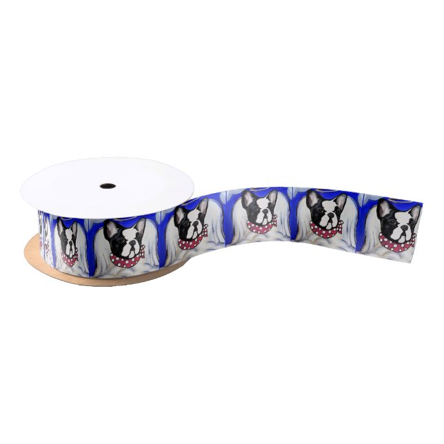 French Bulldog Angel Satin Ribbon (Spool)