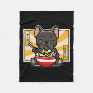 French Bulldog Anime Eating Noodle Fleece Blanket