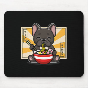 French Bulldog Anime Eating Noodle  Mouse Mat